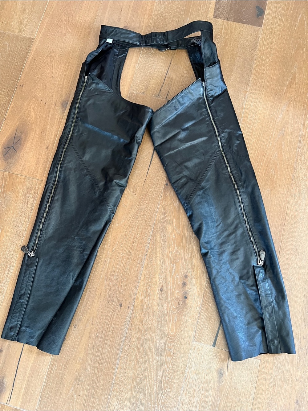 Women's Black Leather Harley Davidson Motorcycle Chaps Size Medium